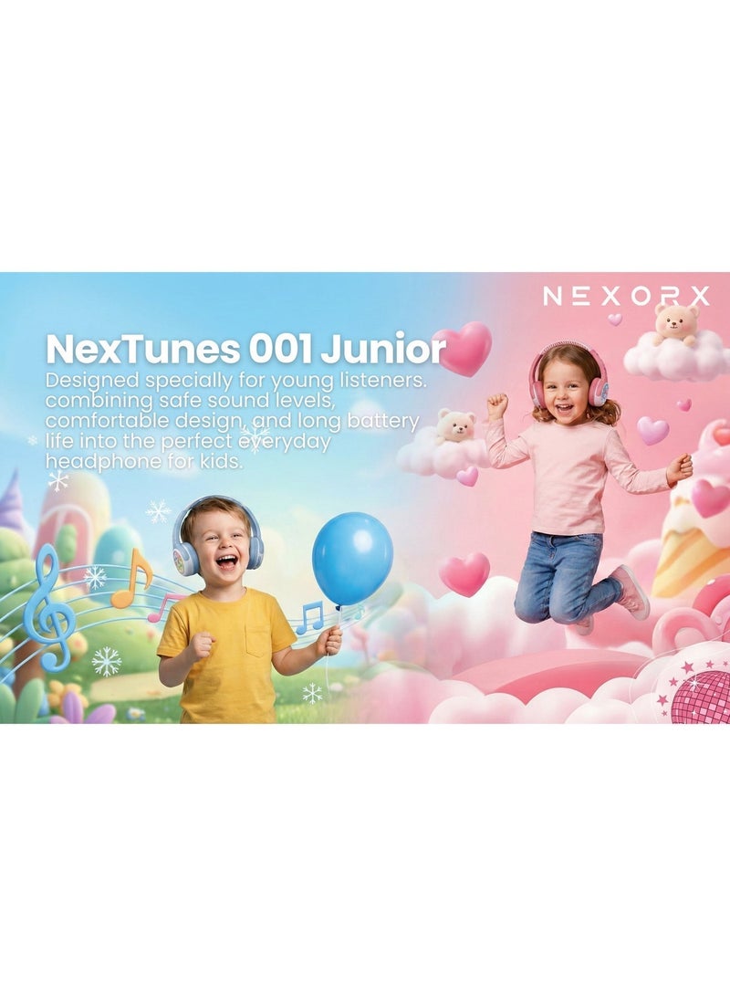 NEXORX NexTunes 001 Junior Kids Headphones – Bluetooth 5.3, 8 Hours Playtime, Built-in Mic, Safe 85dB Volume Limit, Comfortable & Lightweight for Ages 3+ - Image 3